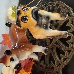 Ceramic Boxer Bulldog Dog Figurines From Mexico